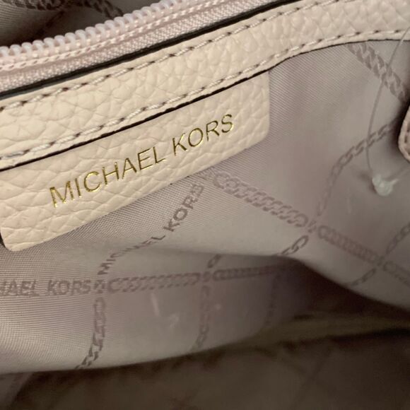 Michael Kors Pebbled Leather Backpack Taupe Beige Medium Size - Picture 9 of 11